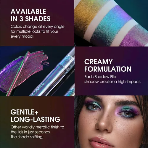 Miniatura 5 de Sombra de Ojos Líquida Metálica Camaleón, Looks de Ojos Multidimensionales, Sombras de Ojos Multicromo con Purpurina Holográfica de Larga Duración