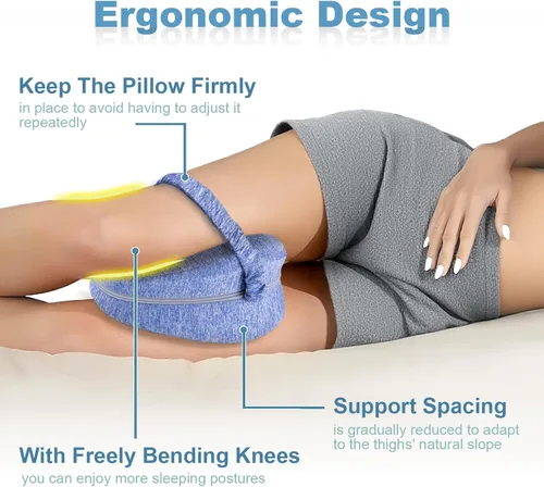 Miniatura 5 de Almohada de rodilla para las personas que duermen de lado, almohada de pierna para dormir, almohada de rodilla con correa, almohada de alineación