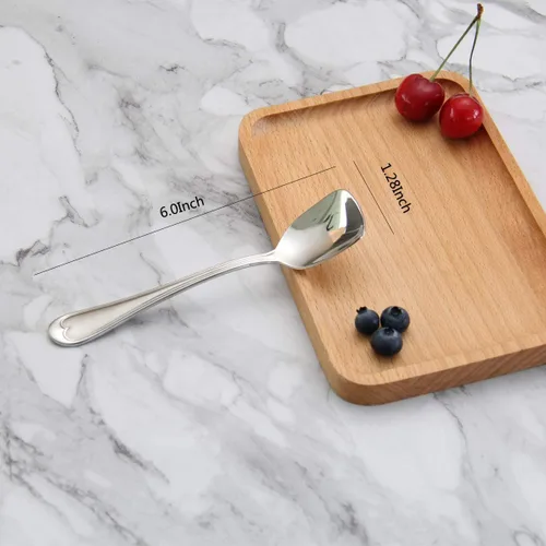 Miniatura 2 de Cucharas de postre, cucharas de acero inoxidable 18/10, juego de 4, cucharas de helado de cabeza cuadrada para té, postre, azúcar
