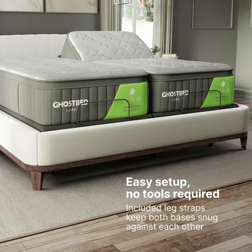 Miniatura 9 de GhostBed Base de cama ajustable y base de alimentación con control remoto inalámbrico, ajustes de gravedad cero y masaje, puertos USB, tamaño King