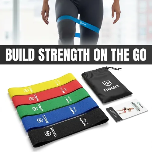 Miniatura 8 de Neart Juego de 5 bandas de resistencia de tela para piernas y glúteos, bandas de entrenamiento antideslizantes para el hogar, equipo de fitness