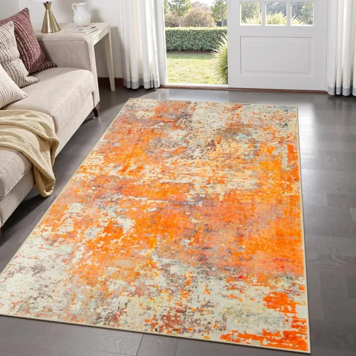 Miniatura 38 de Lahome Alfombra redonda moderna abstracta de 3 pies, color azul, lavable, de 3 x 3 pies, para cocina, entrada, suave, pequeña, antideslizante
