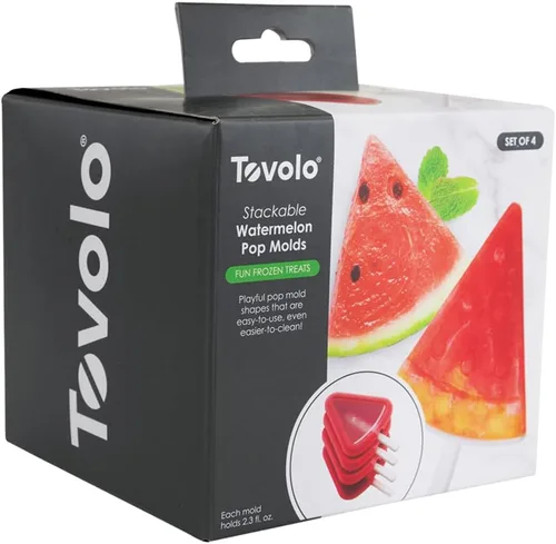 Miniatura 2 de Tovolo Molde para paletas de sandía, paquete de 4 moldes apilables de silicona para paletas con protectores de goteo para niños, molde de sandía