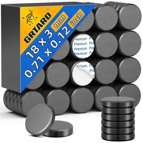 Grtard 50 imanes pequeños para manualidades con respaldo adhesivo, imanes de cerámica de 0.71 x 0.118 pulgadas (0.709 x 0.118 in) para manualidades