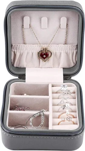 Miniatura 3 de Duomiila - Caja de joyería pequeña, mini organizador de viaje portátil, para anillos, aretes, collares. Un regalo para niñas y mujeres