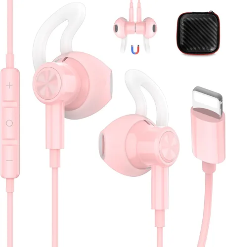 Miniatura 14 de Auriculares con cable para Apple Lightning con certificación MFi con puntas anticaída, magnéticos más grandes, auriculares con cable para iPhone 14