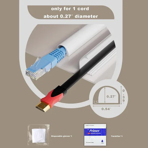 Miniatura 2 de Cable de silicona de 39 pulgadas para ocultar la pared (1/4 pulgadas de diámetro), organizador de cables, kit de conducto para cables, organizador