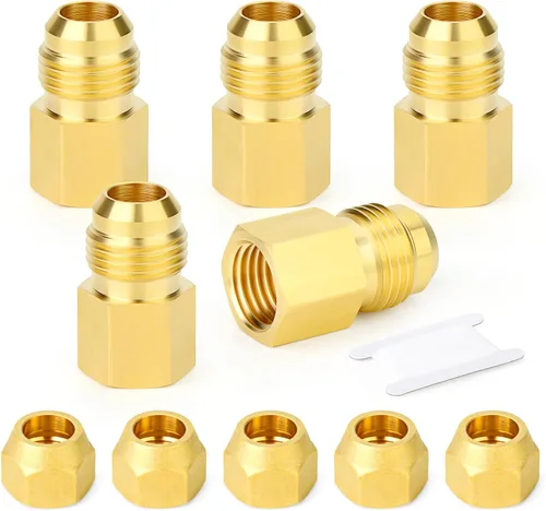 Miniatura 24 de GASHER 5 piezas de accesorios de tubo de cobre con conexión abocinadas de 45 grados, tuerca de 1,27 cm para aire acondicionado, extensión de cobre