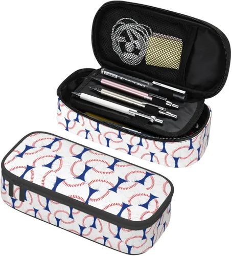Miniatura 18 de Estuche de lápices con textura de pelota de fútbol americano, bolsa de almacenamiento de gran capacidad, bolsas de papelería con cremallera, soporte