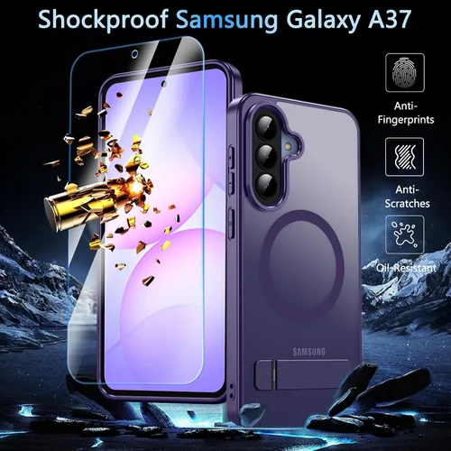 Miniatura 2 de OWKEY Funda magnética para Samsung Galaxy A37/A36 Bark Phone Pro 5G con soporte, funda magnética a prueba de golpes para Magsafe translúcida mate