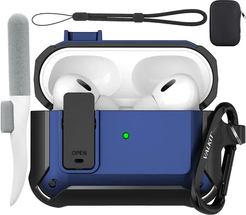 Miniatura 53 de Valkit Funda para Airpods para hombres con cerradura, funda de cuerpo completo con llavero para AirPods de Apple a prueba de golpes, funda