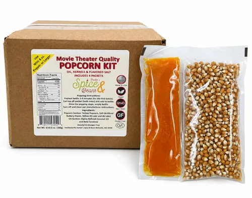 Miniatura 10 de Dasher's Spice & Beans - Kit de maíz todo en uno para cine en casa, paquete de porciones con granos, aceite y condimentos, paquete de 4