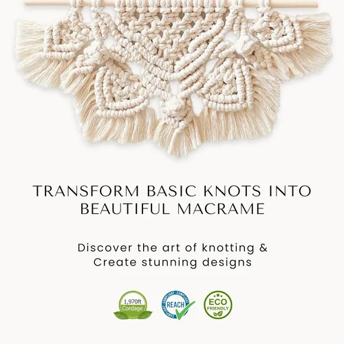 Miniatura 4 de BOCHIKNOT Cordón de macramé de 5 mm - Cordón de macramé de una hebra - Cordón de algodón para macramé y anudado - Suministros de cuerda de macramé