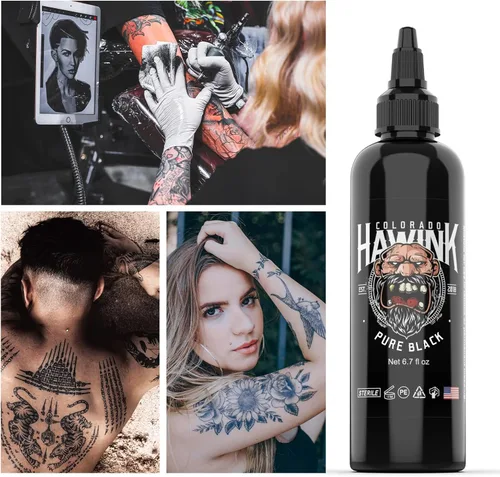 Miniatura 6 de Hawink Tinta de tatuaje 6.7oz (6.8 fl oz) Vegan-Friendly USA Standard Pigment Pure Black TI963-6.7OZ-T
