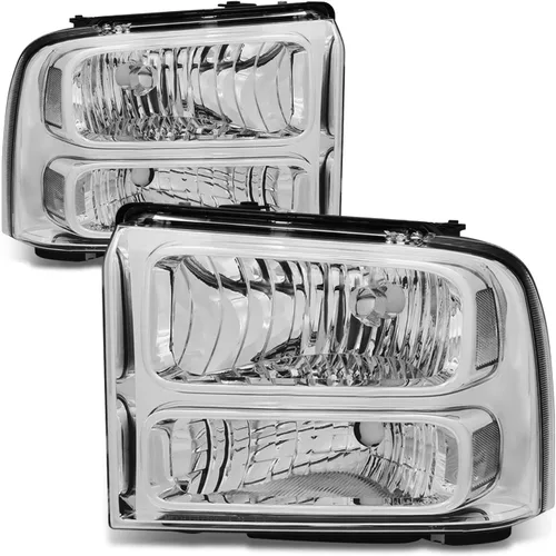 Auto Dynasty Conjunto de faros delanteros halógenos compatible con Ford F250 F350 F450 F550 Super Duty 2005 2006 2007, lado del conductor y del Cromo