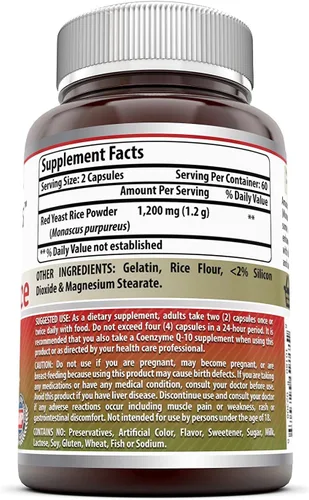 Miniatura 2 de Amazing Formulas - Suplemento en cápsulas de arroz de levadura roja, 1200 mg por porción, sin OMG, sin gluten, fabricado en Estados Unidos