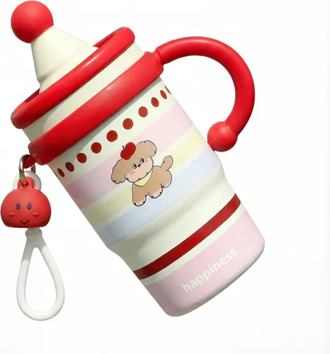 Miniatura 9 de Vaso aislado de 20 onzas con popote y tapa, taza de viaje para café a prueba de fugas con asa, diseño de doble bebida para bebidas calientes y Nube