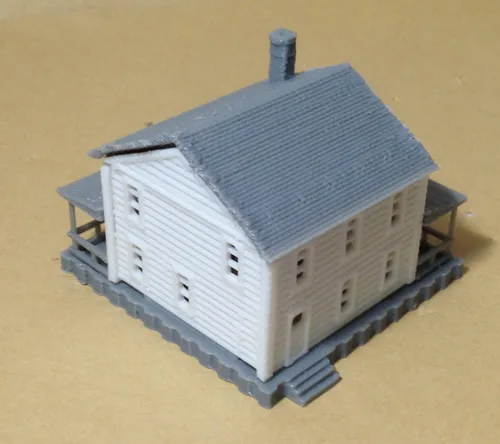 Miniatura 2 de Outland Models Tren Railway Layout Country Casa de 2 pisos Blanco Escala N 1:160