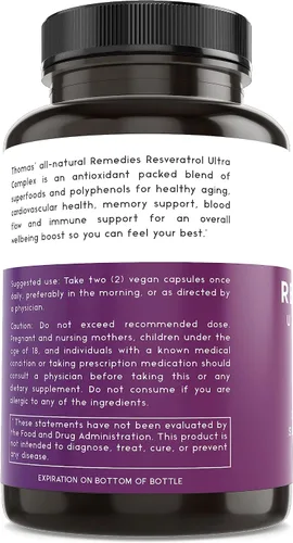 Miniatura 8 de Thomas' all-natural Remedies Resveratrol 1600mg Suplemento antioxidante orgánico Trans-Resveratrol con extracto de semilla de uva orgánico