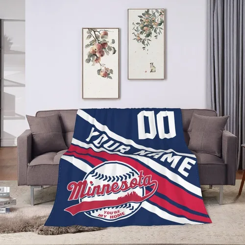 Miniatura 33 de Wream Manta personalizada para fanáticos de la cama, regalo de béisbol con nombre y número de ciudad de béisbol, manta de forro polar de invierno