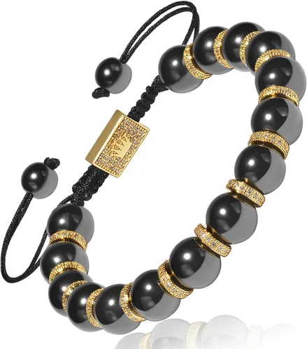 Apocalyptic-K Pulsera magnética, pulsera magnética de la terapia, chapado en oro con circonia, 46810MM, elimina la electricidad estática, pulsera