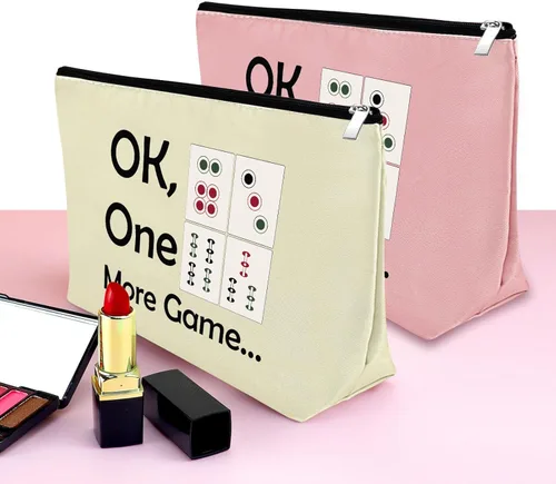 Miniatura 3 de Mxrymvu 2 bolsas de maquillaje para amantes de Mahjong, bolsa de maquillaje para jubilación, bolsa de cosméticos, regalo divertido para mujeres