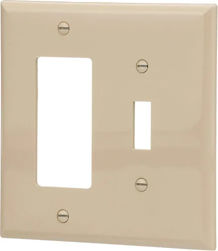 Miniatura 2 de Eaton PJ126V - Placa de pared de policarbonato de tamaño mediano de 2 bandas, combinación de palanca y decoración, color marfil