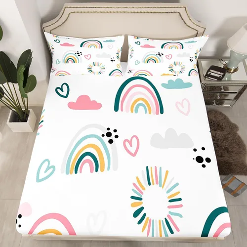 Miniatura 39 de Feelyou, juego de sábanas ajustadas con temática de construcción, niños, dinosaurios de dibujos animados, juego de ropa de cama para niños, Multi 37