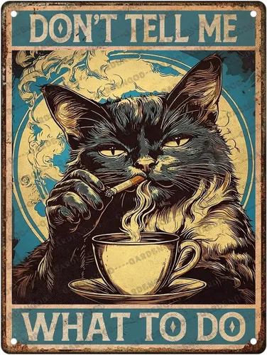 Miniatura 35 de Cartel de café con texto en inglés «Because Murder Is Wrong», póster metálico de 16 x 12 pulgadas CAFÉ CAT 3