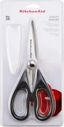 Miniatura 3 de KitchenAid Tijeras multiusos, talla única, negro/negro y KitchenIQ 50009 Edge Grip Afilador de cuchillos de 2 etapas, color negro