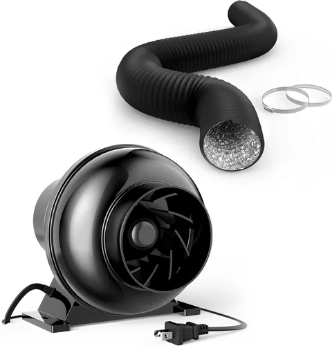 Miniatura 11 de iPower - Ventilador en línea de 4 pulgadas, filtro de carbono de aire, conductos negros de 2.4 m, controlador de velocidad, gancho de cuerda