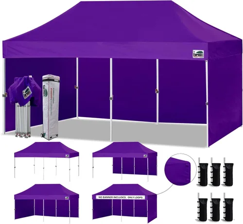 Miniatura 67 de Eurmax Tienda de campaña desplegable de 8 x 8 de Estados Unidos, con bolsa rodante patentada sin puntas, 4 paredes extraíbles con cremallera, toldo