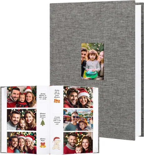 Miniatura 10 de Álbum de fotos de 450 bolsillos de 4 x 6 pulgadas con espacio de escritura, cubierta de lino de gran capacidad, libro con capacidad para 450 fotos