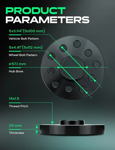 Miniatura 4 de YHTAUTO adaptadores para ruedas con buje céntrico 5x100/5x112mm, 20mm, compatibles con modelos Audi, Volkswagen, TT, Beetle, Golf, Jetta, Passat