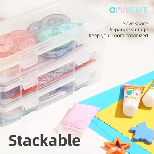 Miniatura 3 de Paquete de 9 organizadores medianos de plástico para manualidades, contenedores de almacenamiento de plástico transparente con tapa de pestillo