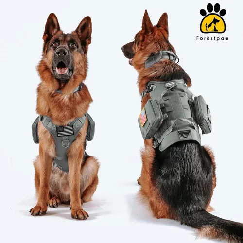 Miniatura 8 de Forestpaw Arnés Táctico para Perros Grandes, Collar Táctico para Perro con Conjunto de Correa Elástica, Arnés Militar para Perro Sin Tirones