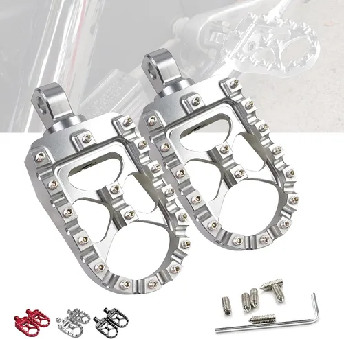 Miniatura 8 de Estacas de pie anchas y gruesas CNC StarknightMT con giro de 360° estilo MX Chopper Bobber compatibles con Dyna Fatboy Sportster Iron 883 (Negro)