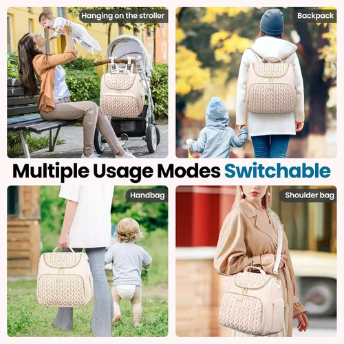 Miniatura 3 de Tealari Mochila de pañales convertible 4 en 1, bolsa de pañales impermeable para bebé con cambiador, se convierte en bolsa de bebé, mochila