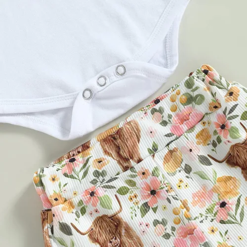Miniatura 83 de Sejardin Ropa de verano para bebé y niña, recién nacida, manga corta, con letras, mameluco elástico con diadema