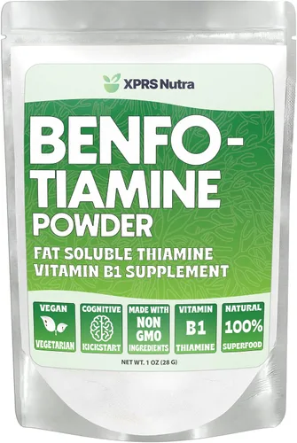 XPRS Nutra Benfotiamina en polvo (tiamina) - Suplemento soluble en grasa de tiamina feliz corazón - vitamina B1 avanzada benfotiamina para un