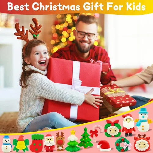 Miniatura 6 de 120 PIEZAS Borradores de Navidad para Niños, Borrador de Rompecabezas a Granel, Mascotas de Escritorio, Borradores Festivos para Niños, Regalos