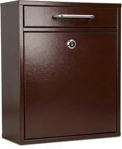 Miniatura 17 de KYODOLED Buzón de pared para exterior, cerradura de combinación, grande, negro Sturdy Steel, Anti-theft Large Drop Box, Ideal for Home, Office