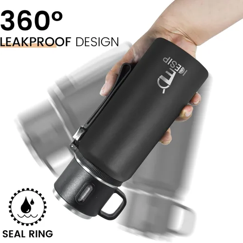 Miniatura 5 de Botella aislada de acero inoxidable, 20 onzas con taza, botella de agua aislada al vacío, termo para bebidas calientes/bebidas frías, viaje con Verde