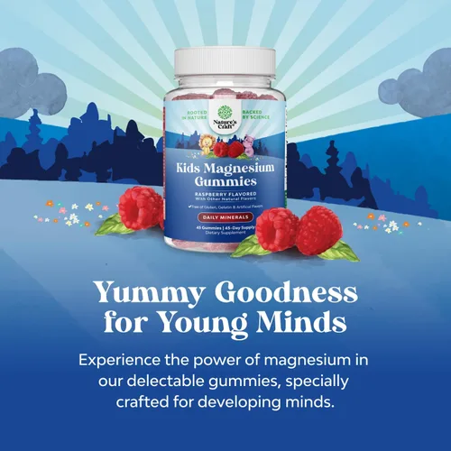 Miniatura 4 de Paquete de gomitas de magnesio para niños, suplemento relajante de citrato de mg con sabor a frambuesa y gomitas DHA Omega 3 para niños, delicioso