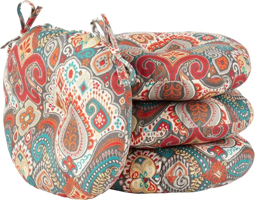 Miniatura 38 de Greendale Home Fashions Cojín redondo para asiento bistro de 15 pulgadas, 2 unidades (paquete de 1), Adobe Stripe