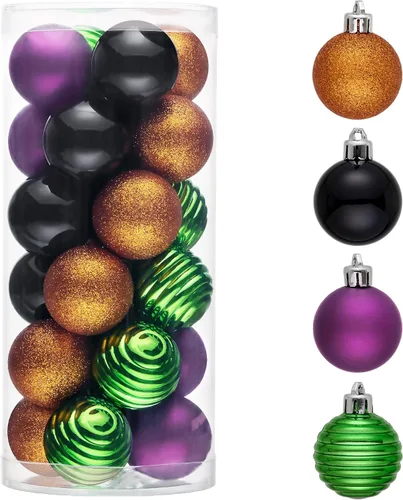 Miniatura 21 de Valery Madelyn - Juego de adornos pequeños de 1.57 pulgadas para árbol de Navidad, adornos de bolas colgantes inastillables para decoración de dorado