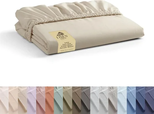 Miniatura 70 de Sábana bajera de 100% algodón percal, tamaño King, verde salvia, 1 sábana bajera con bolsillos profundos, ropa de cama fresca y resistente, 78 x 80