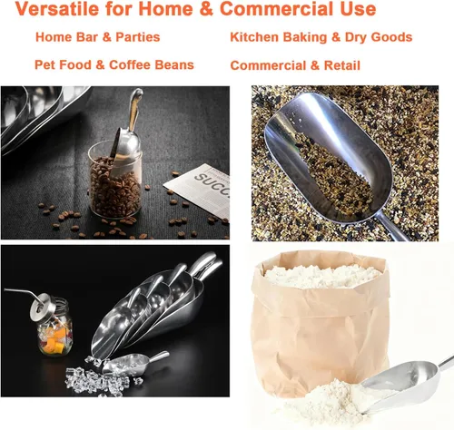 Miniatura 7 de Cuchara de aluminio fundido de 6 onzas, cuchara de hielo sólido de una pieza para cubitos de hielo, bar, cocina, cuchara multiusos de alimentos