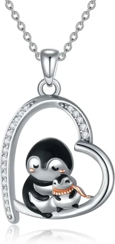 POTOPYY Collar de rana, pingüino, elefante, panda, zorro, abeja, regalo para mujer, plata de ley S925, lindo colgante de animales, joyería para