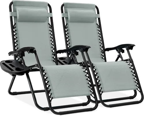 Miniatura 28 de Best Choice Products - Juego de 2 sillas reclinables y ajustables de malla y acero, sillas con sensación gravedad cero con cojines y bandejas
